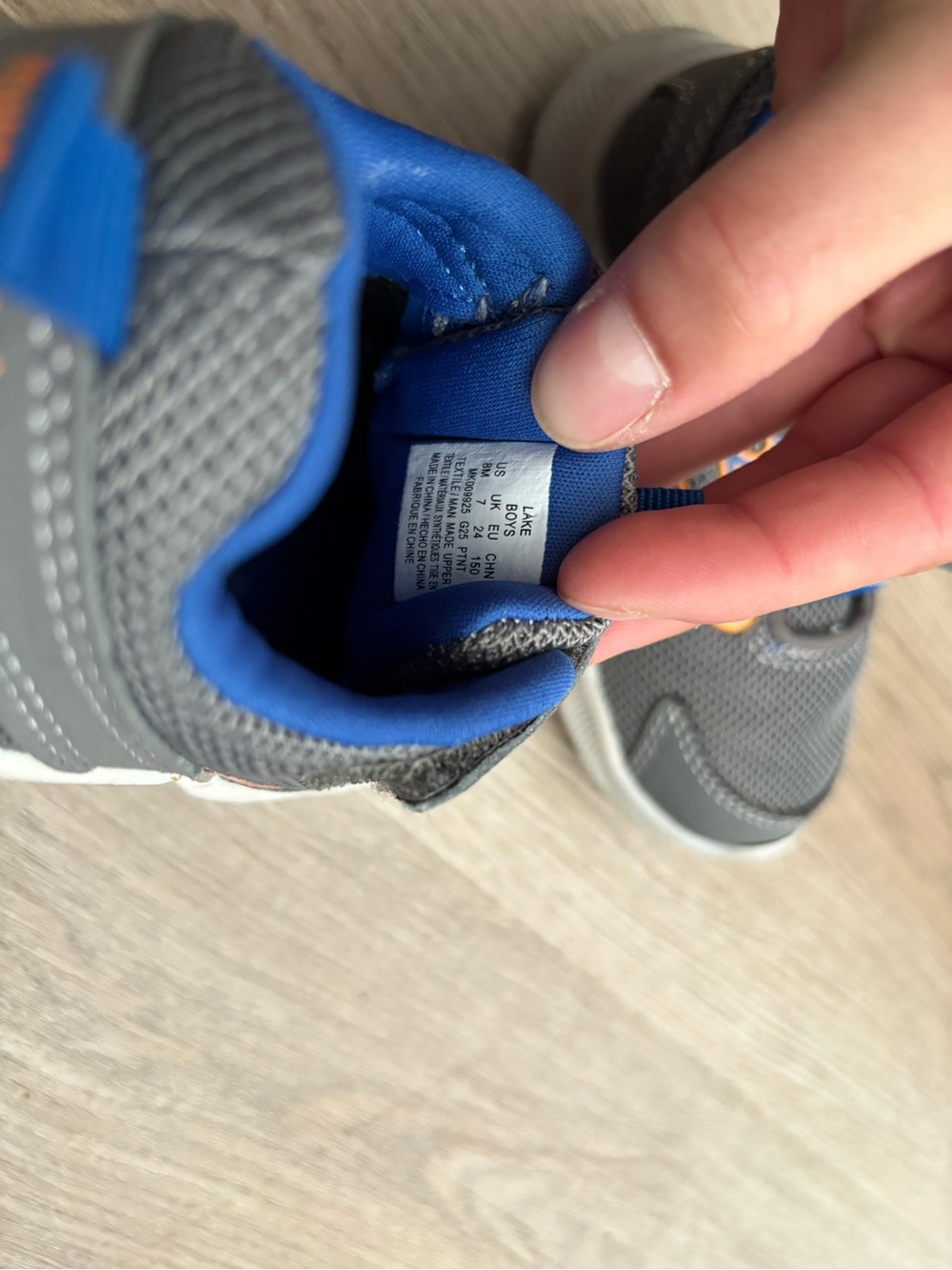 Kids Grey and Orange Athletic Sneakers - Velcro Closure - Picture 4 of 4